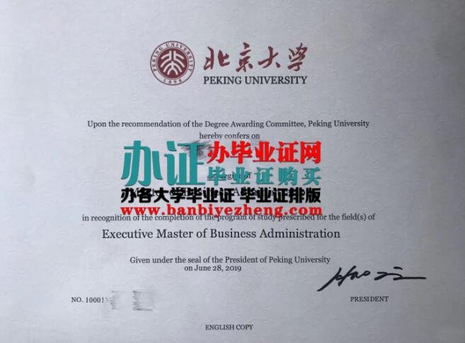 北京大学英文版硕士学位证样本