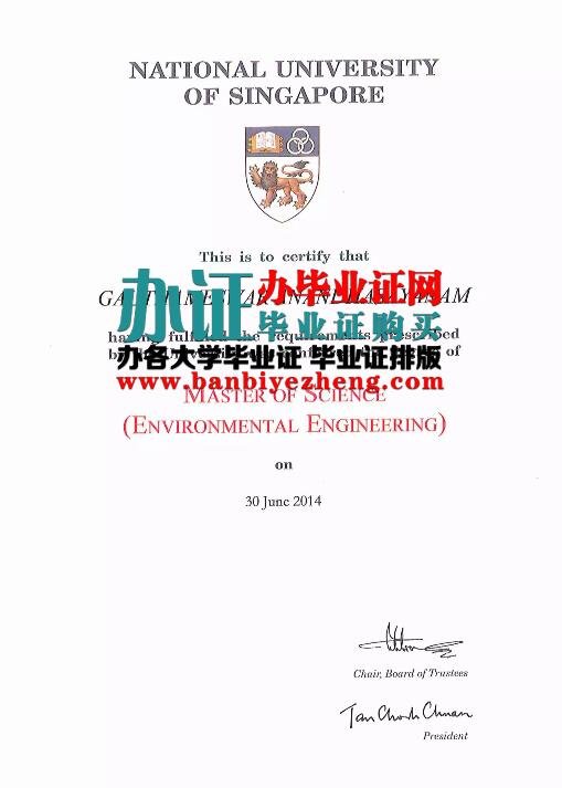 办新加坡国立大学2014年硕士学位证样本Master's degree certificate from National University of Singapore